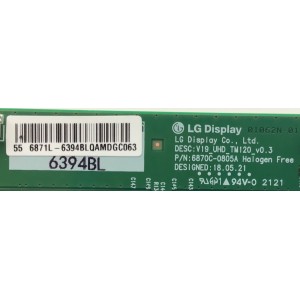 T-CON PARA TV SHARP ROKU NUMERO DE PARTE 6871L-6394B / 6870C-0805A / 6394B / PANEL K550WDF / MODELO 4T-C55DL7UR